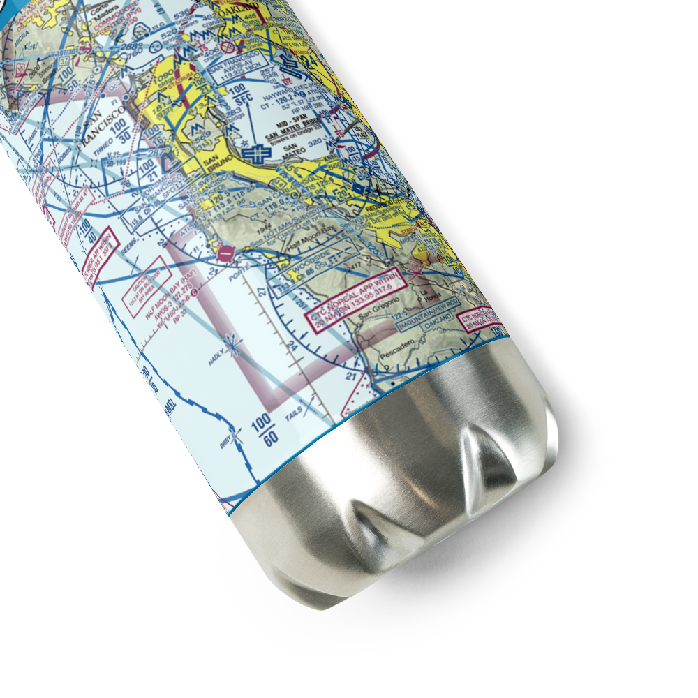 San Francisco International Airport (SFO) VFR Sectional Water Bottle 