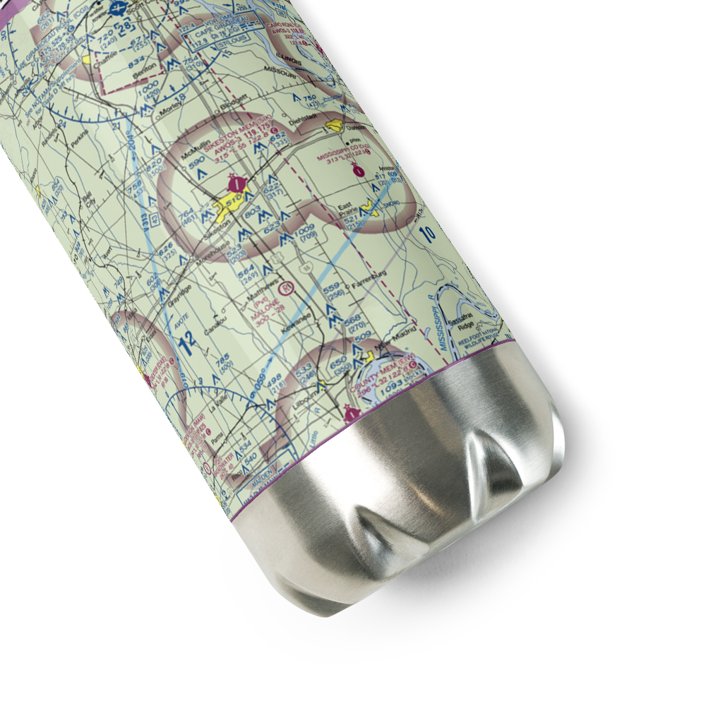 Sikeston Memorial Municipal Airport (SIK) VFR Sectional Water Bottle 