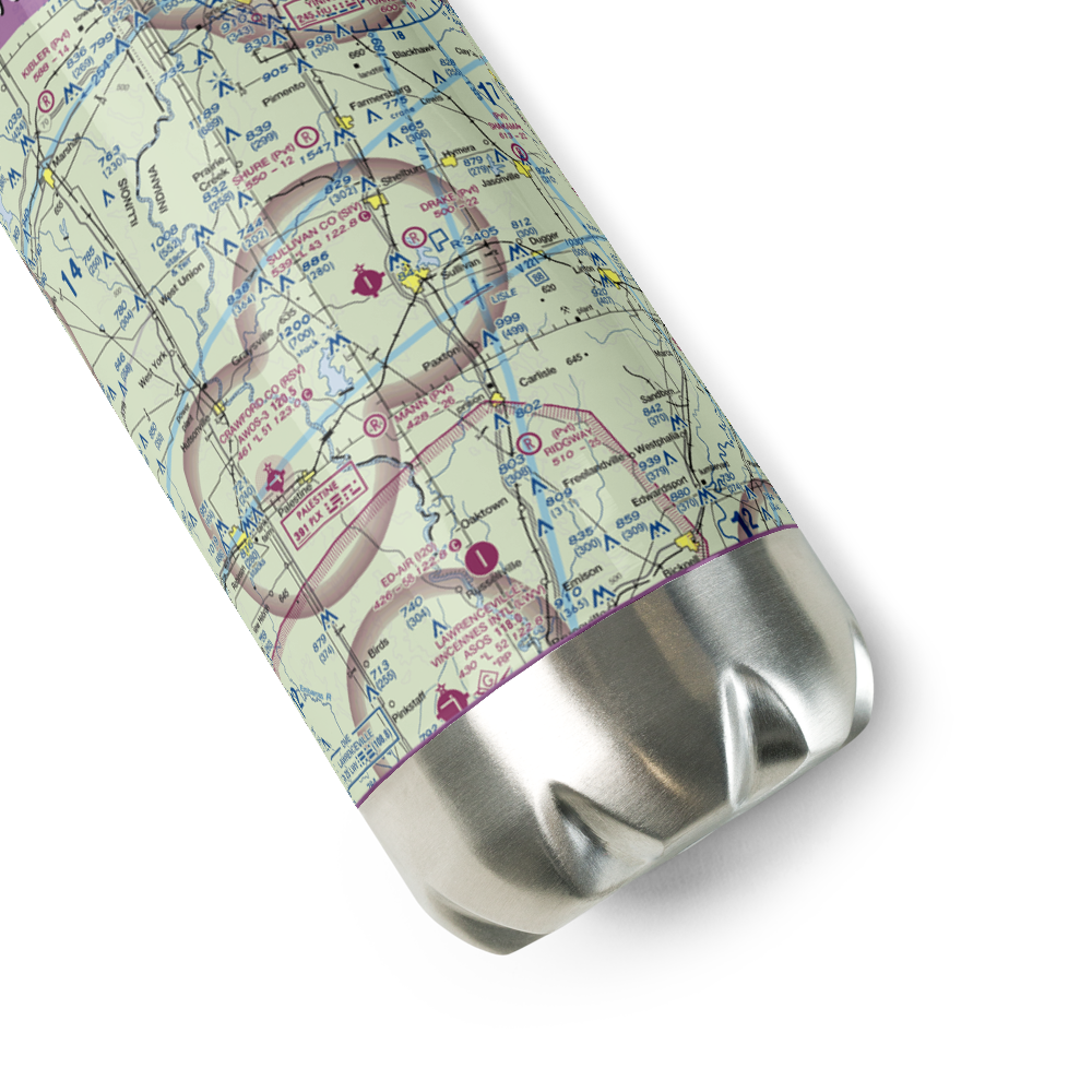 Sullivan County Airport (SIV) VFR Sectional Water Bottle 