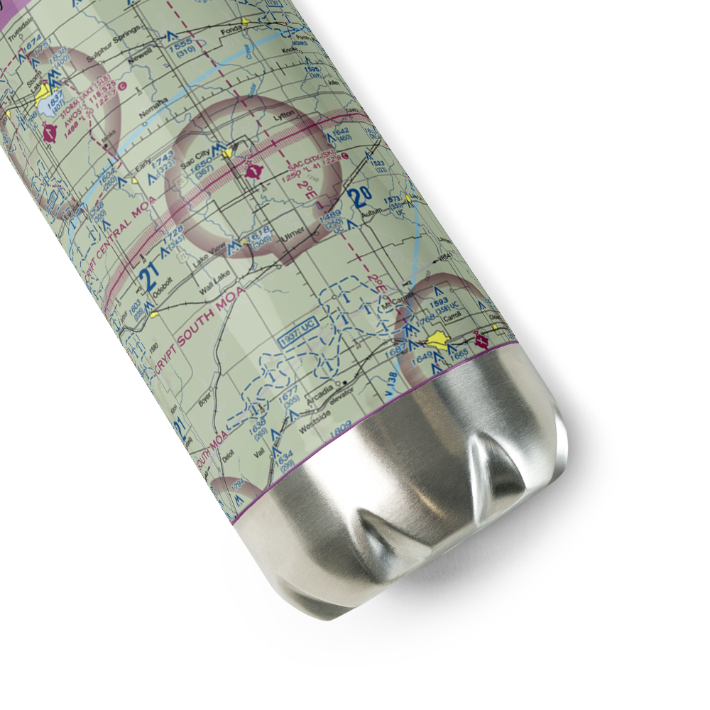 Sac City Municipal Airport (SKI) VFR Sectional Water Bottle 