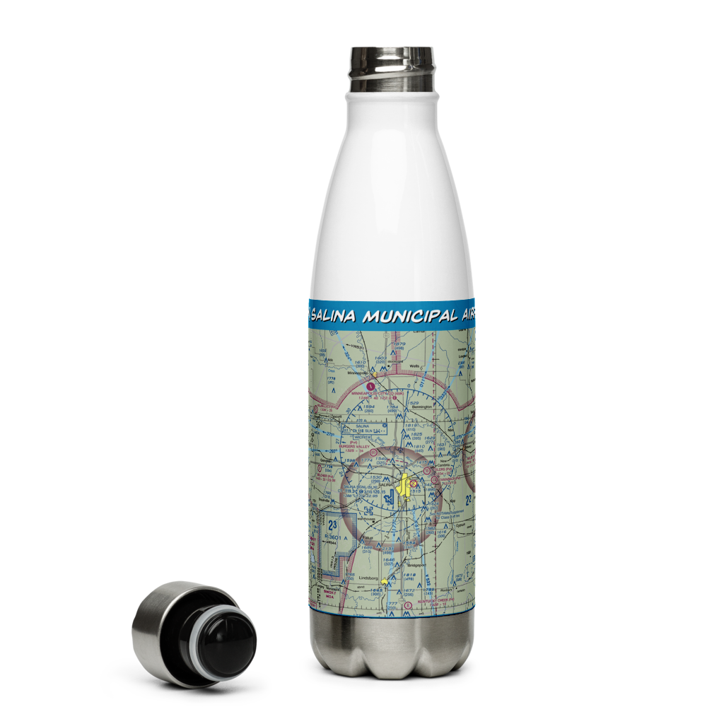 Salina Municipal Airport (SLN) VFR Sectional Water Bottle 