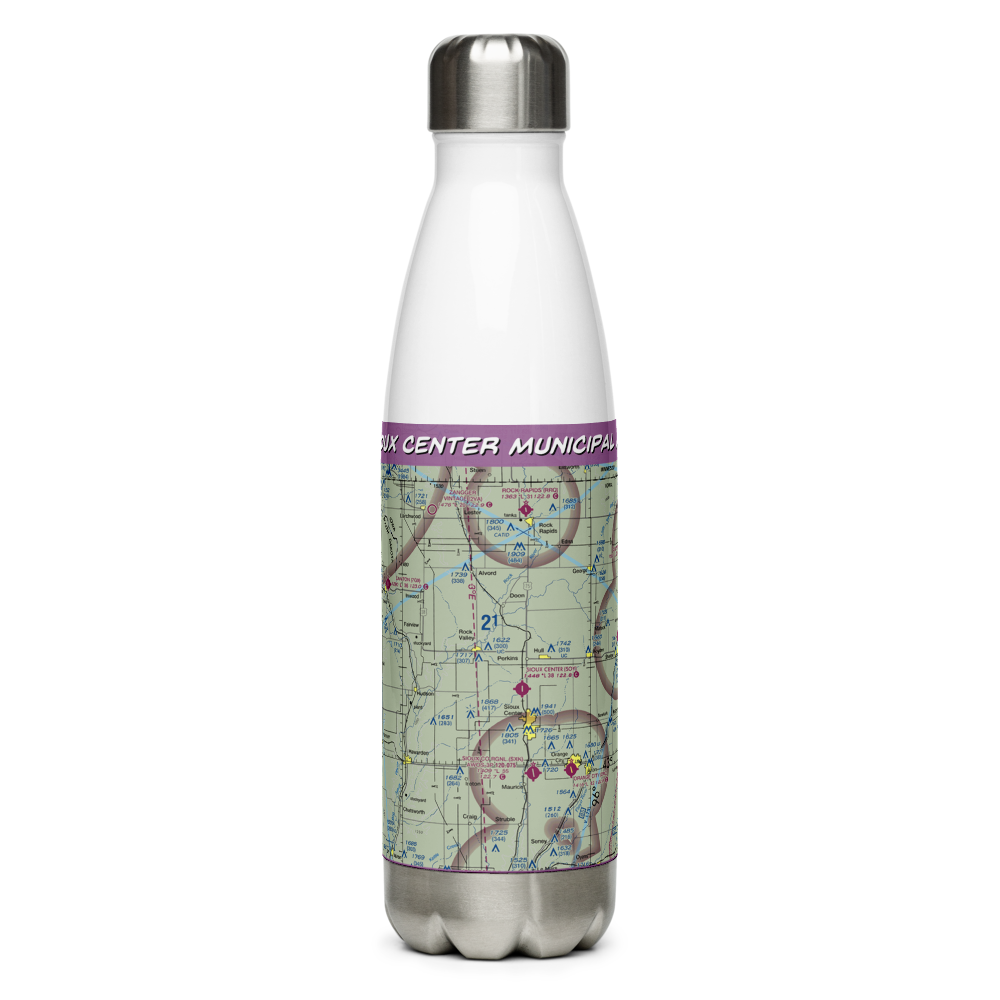 Sioux Center Municipal Airport (SOY) VFR Sectional Water Bottle 