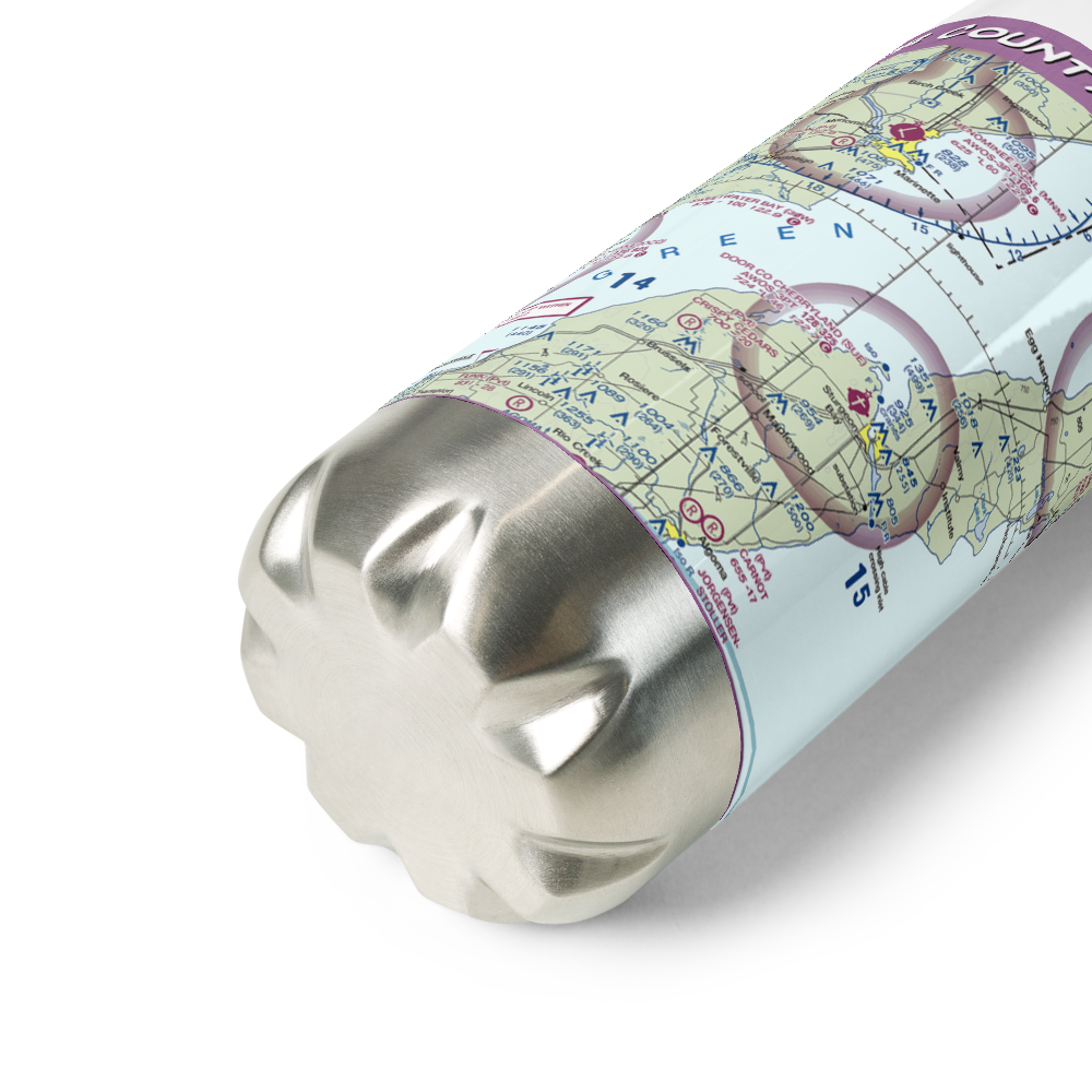 Door County Cherryland Airport (SUE) VFR Sectional Water Bottle 