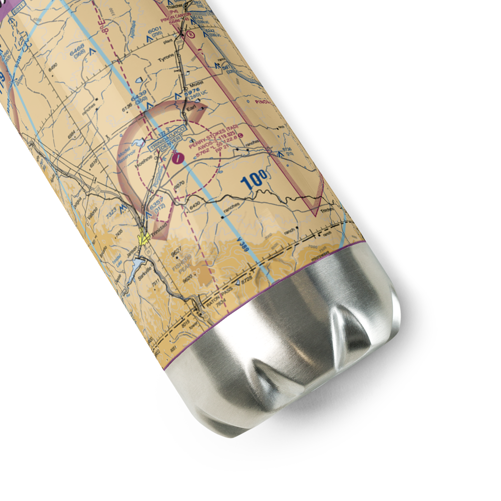 Perry Stokes Airport (TAD) VFR Sectional Water Bottle 