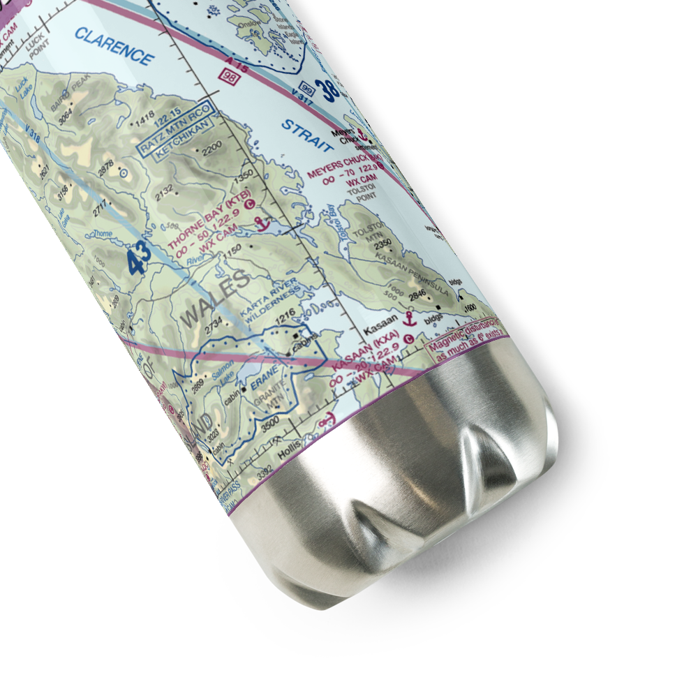 Thorne Bay Seaplane Base (KTB) VFR Sectional Water Bottle 