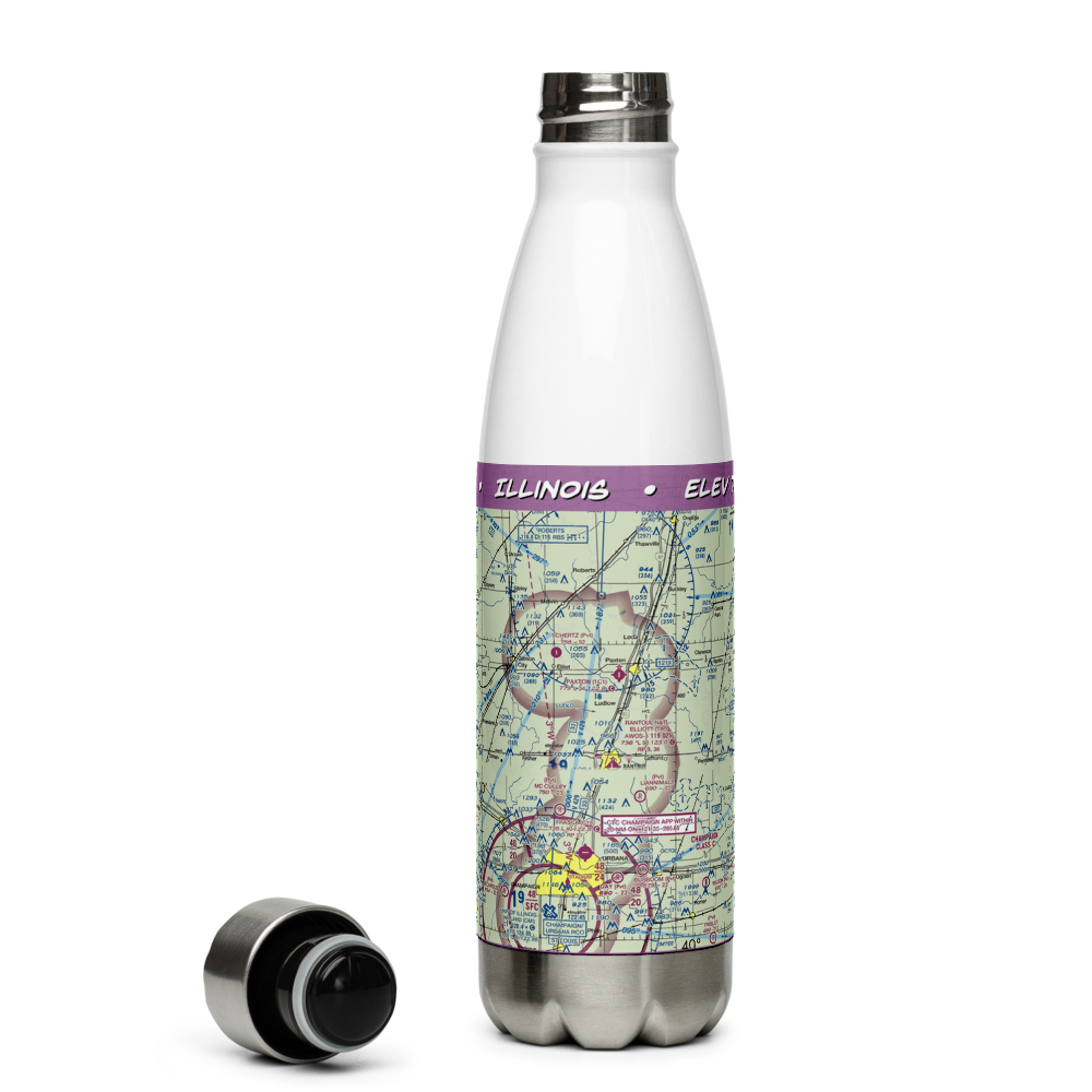 Rantoul National Avn Center-Frank Elliot field (TIP) VFR Sectional Water Bottle 