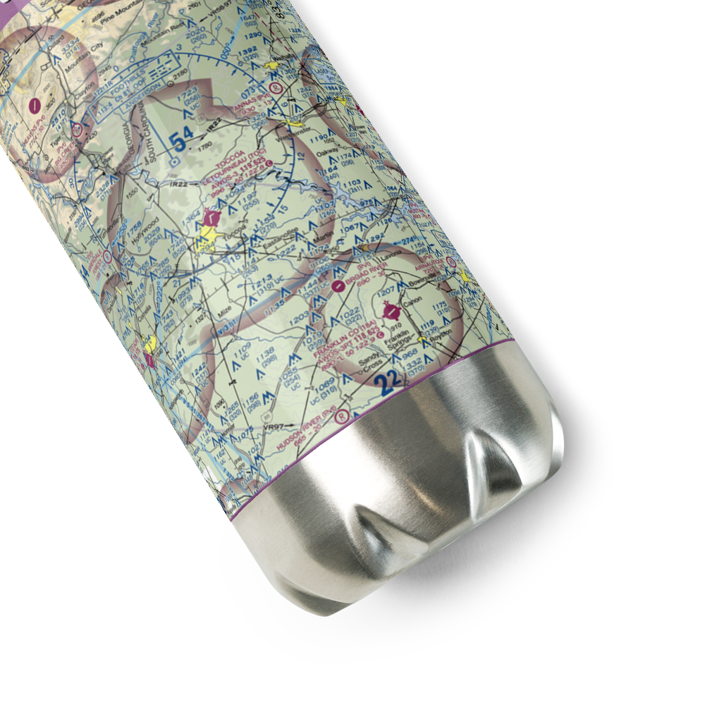Toccoa Airport - R.G. Letourneau Field (TOC) VFR Sectional Water Bottle 