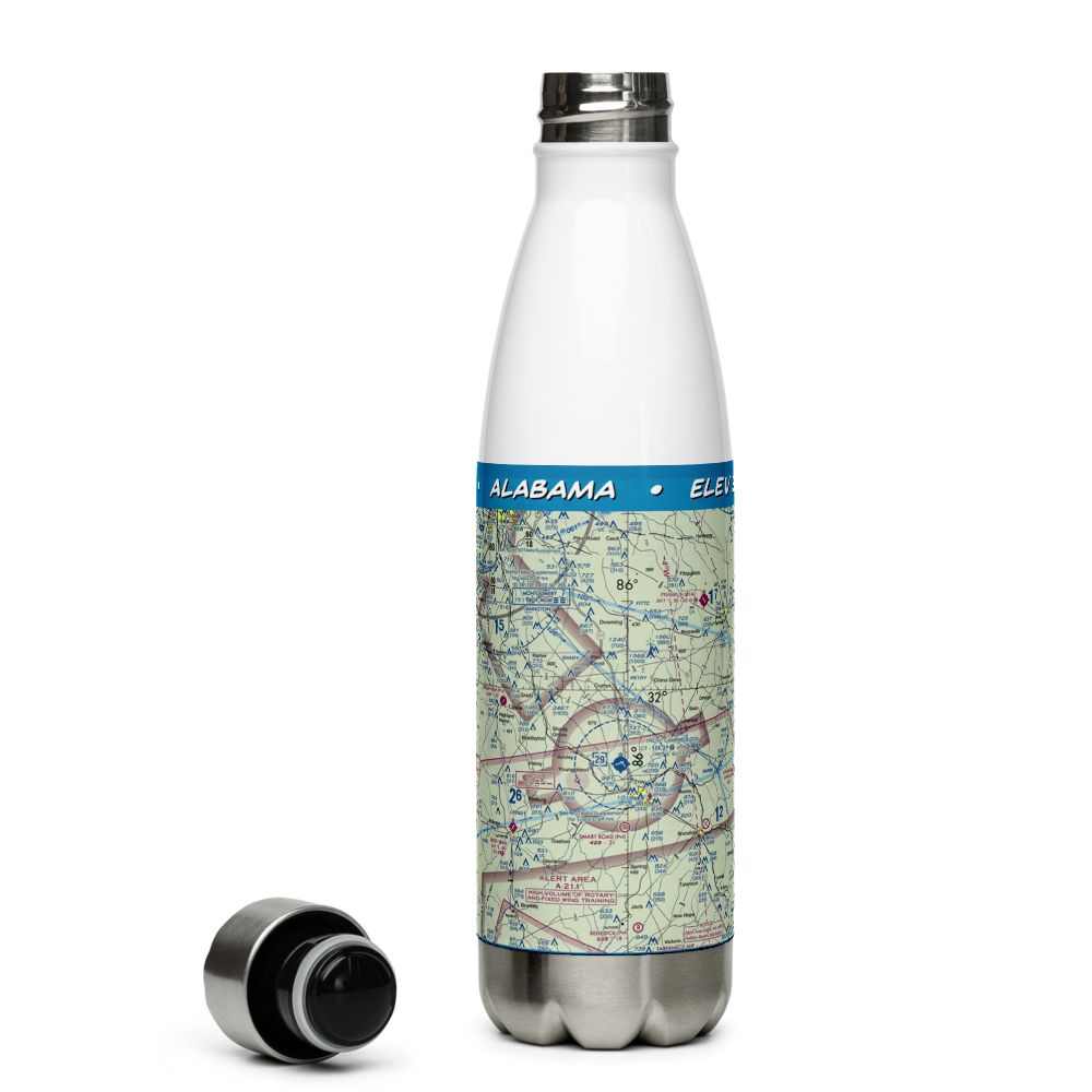 Troy Municipal Airport at N Kenneth Campbell Field (TOI) VFR Sectional Water Bottle 