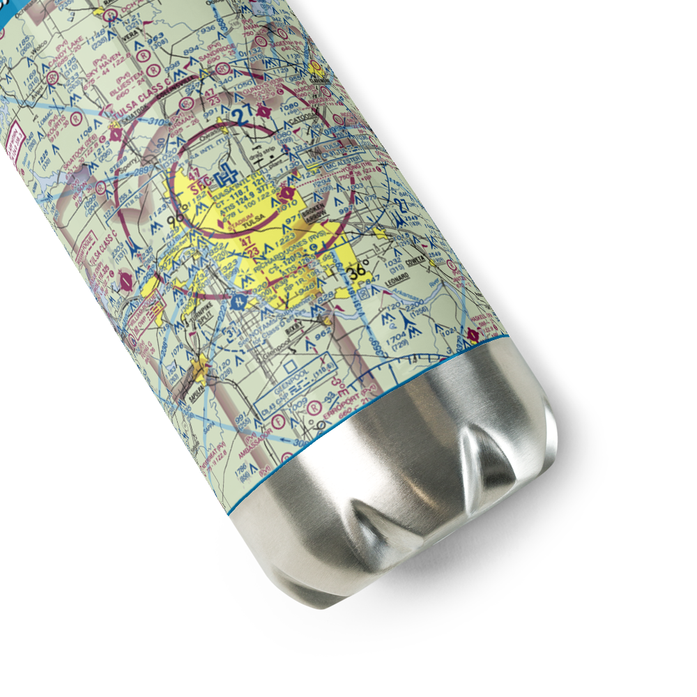 Tulsa International Airport (TUL) VFR Sectional Water Bottle 