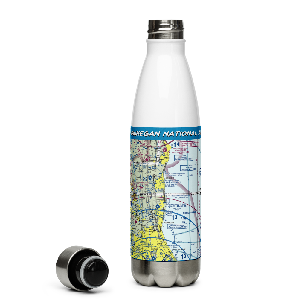 Waukegan National Airport (UGN) VFR Sectional Water Bottle 