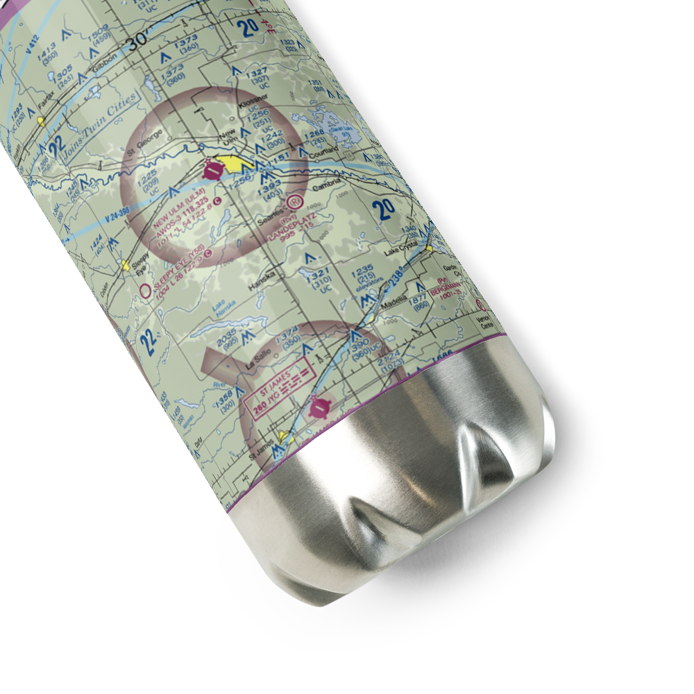 New Ulm Municipal Airport (ULM) VFR Sectional Water Bottle 
