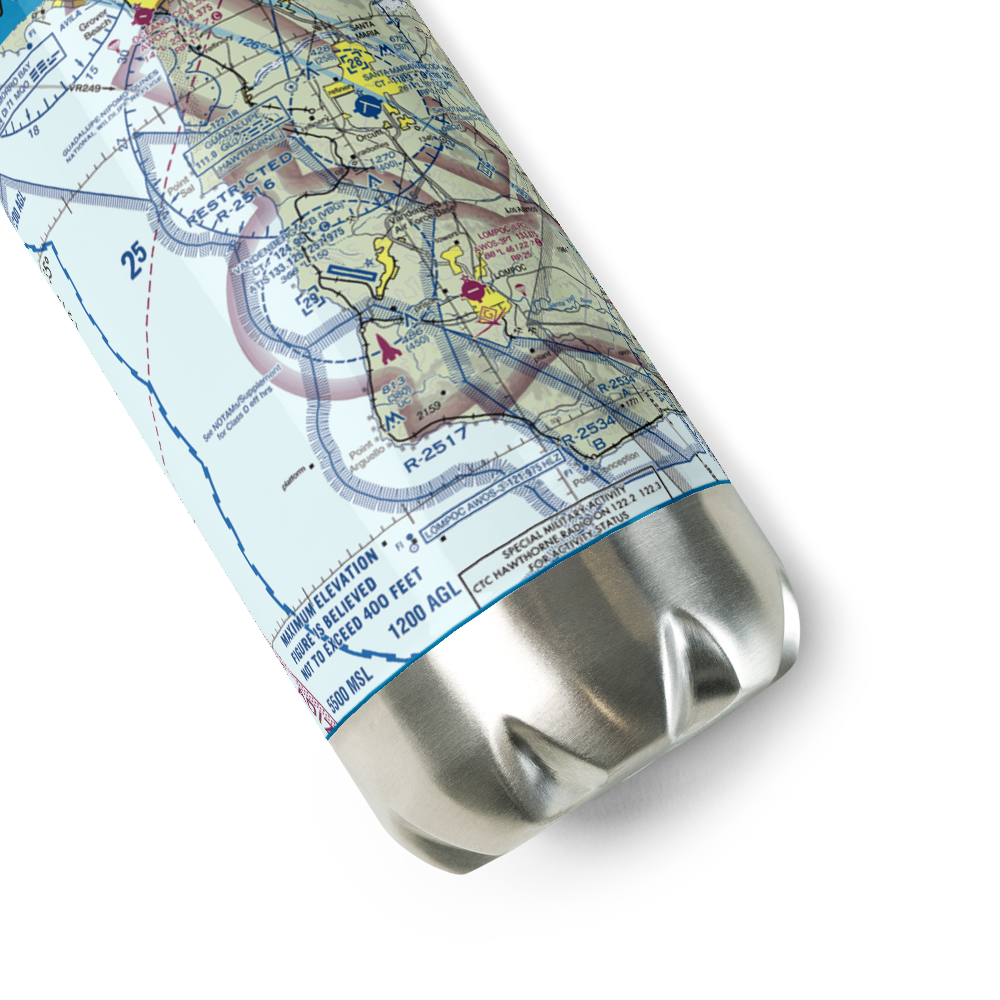 Vandenberg Air Force Base (VBG) VFR Sectional Water Bottle 