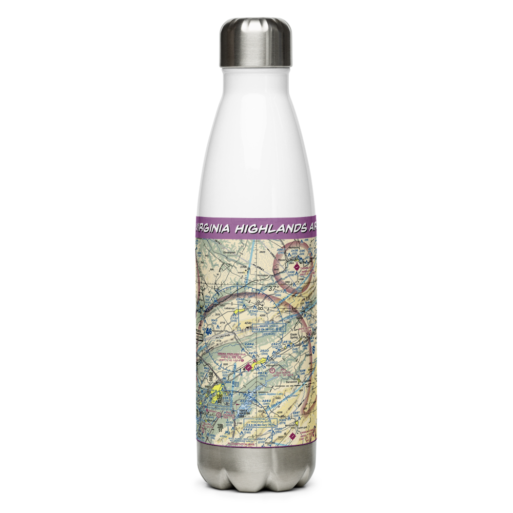 Virginia Highlands Airport (VJI) VFR Sectional Water Bottle 
