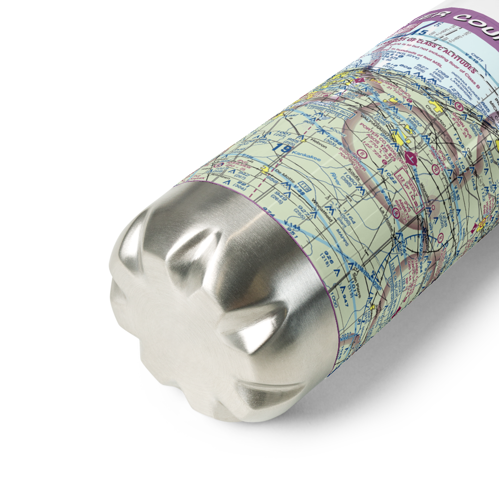 Porter County Municipal Airport (VPZ) VFR Sectional Water Bottle 