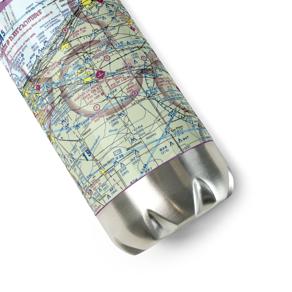 Porter County Municipal Airport (VPZ) VFR Sectional Water Bottle 