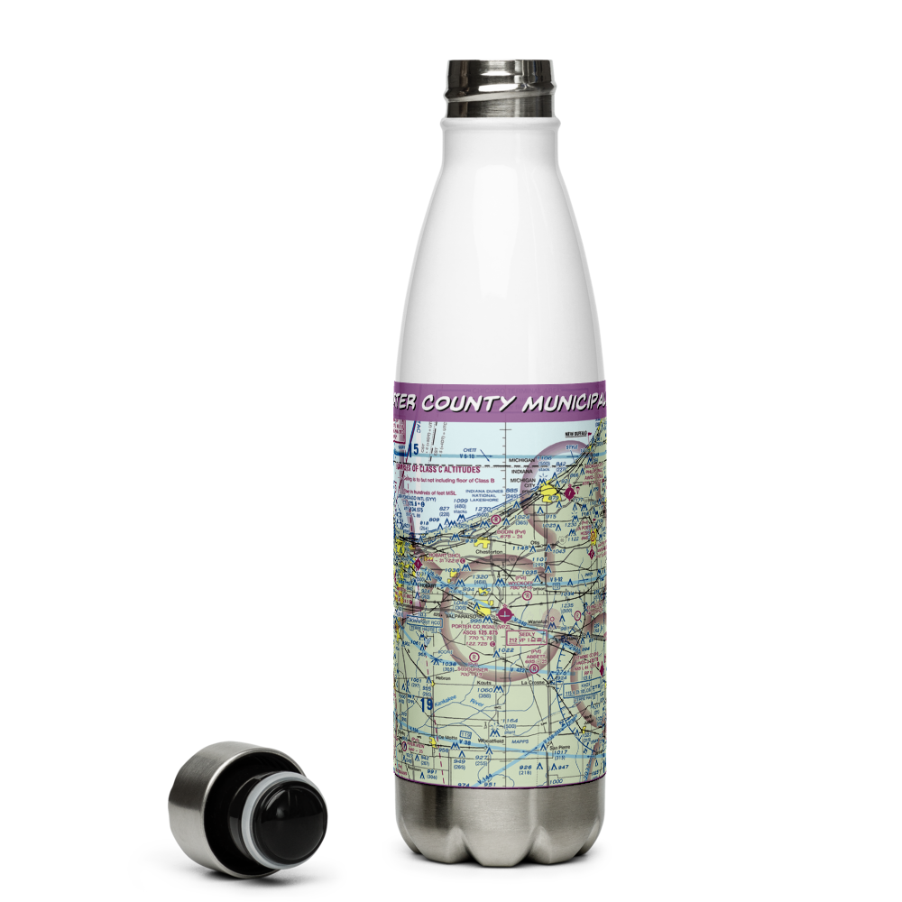 Porter County Municipal Airport (VPZ) VFR Sectional Water Bottle 