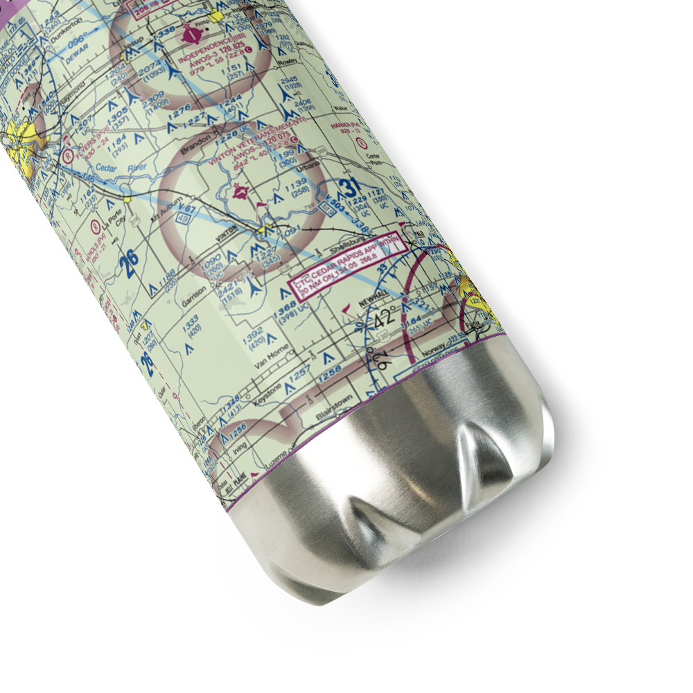 Vinton Veterans Memorial Airpark (VTI) VFR Sectional Water Bottle 