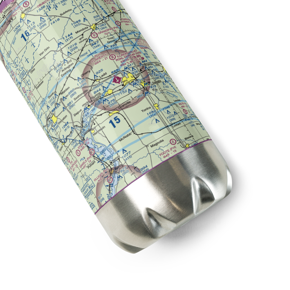 Illinois Valley Regional Airport-Walter A Duncan Field (VYS) VFR Sectional Water Bottle 