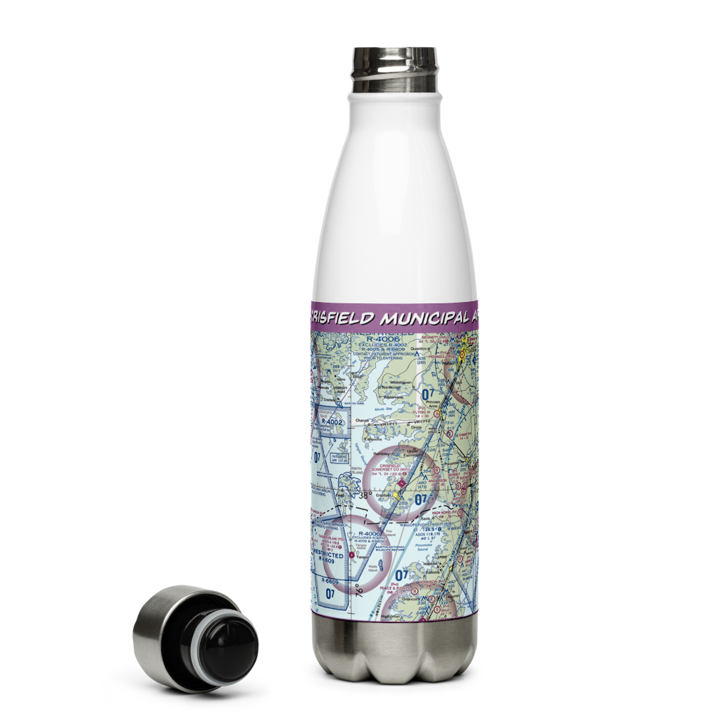 Crisfield Municipal Airport (W41) VFR Sectional Water Bottle 