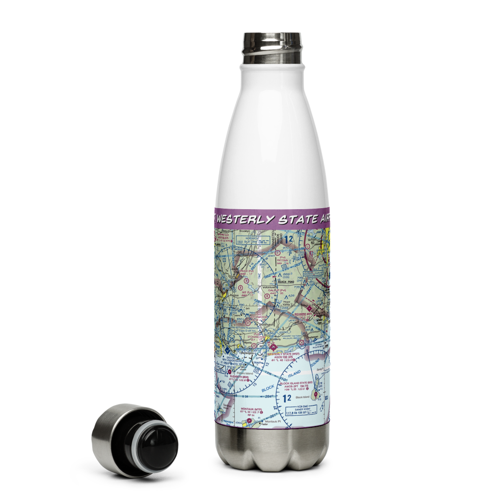 Westerly State Airport (WST) VFR Sectional Water Bottle 