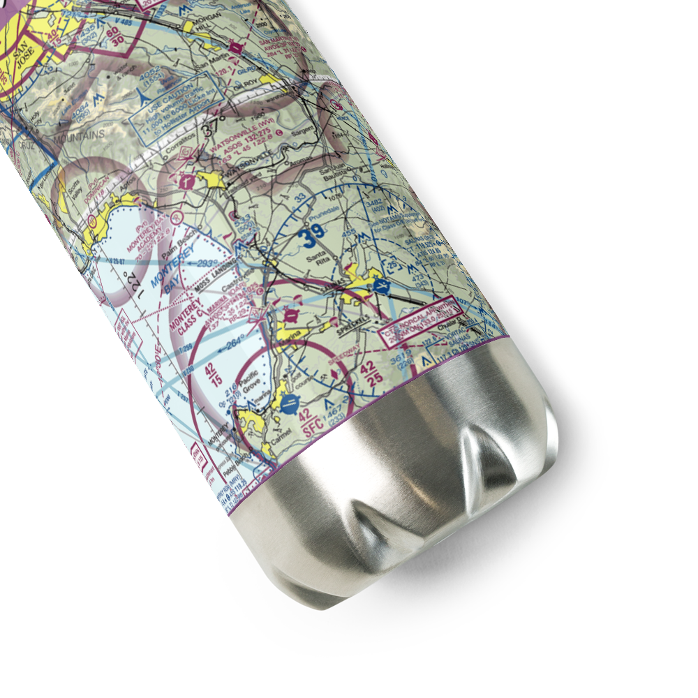 Watsonville Municipal Airport (WVI) VFR Sectional Water Bottle 