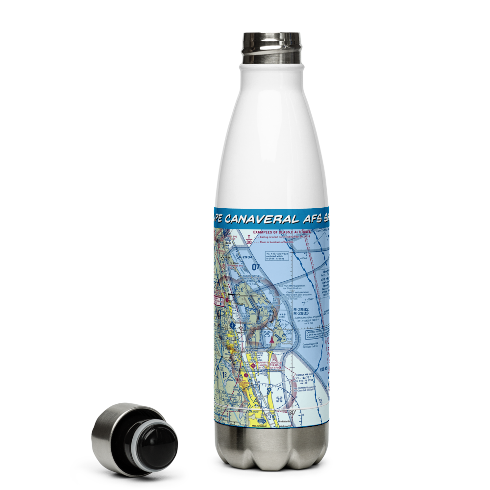 Cape Canaveral AFS Skid Strip (XMR) VFR Sectional Water Bottle 