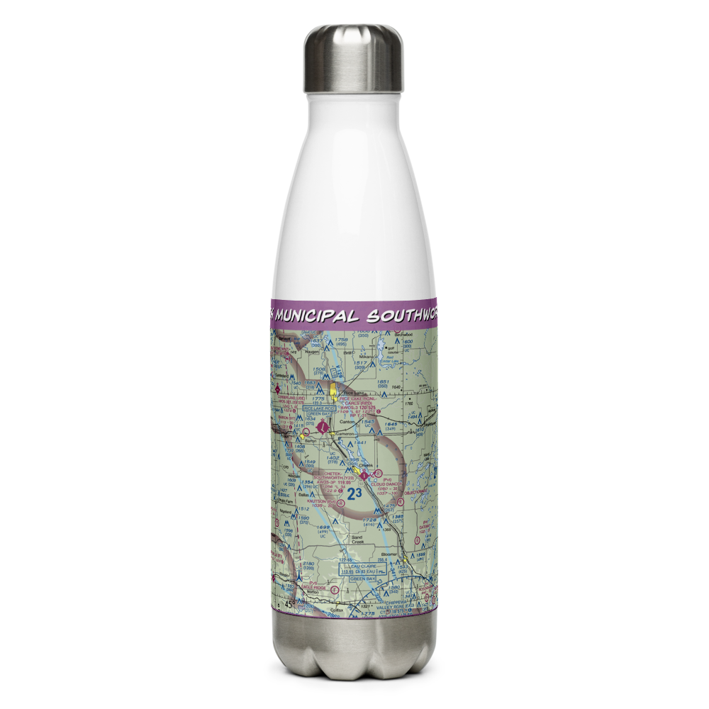 Chetek Municipal Southworth Airport (Y23) VFR Sectional Water Bottle 