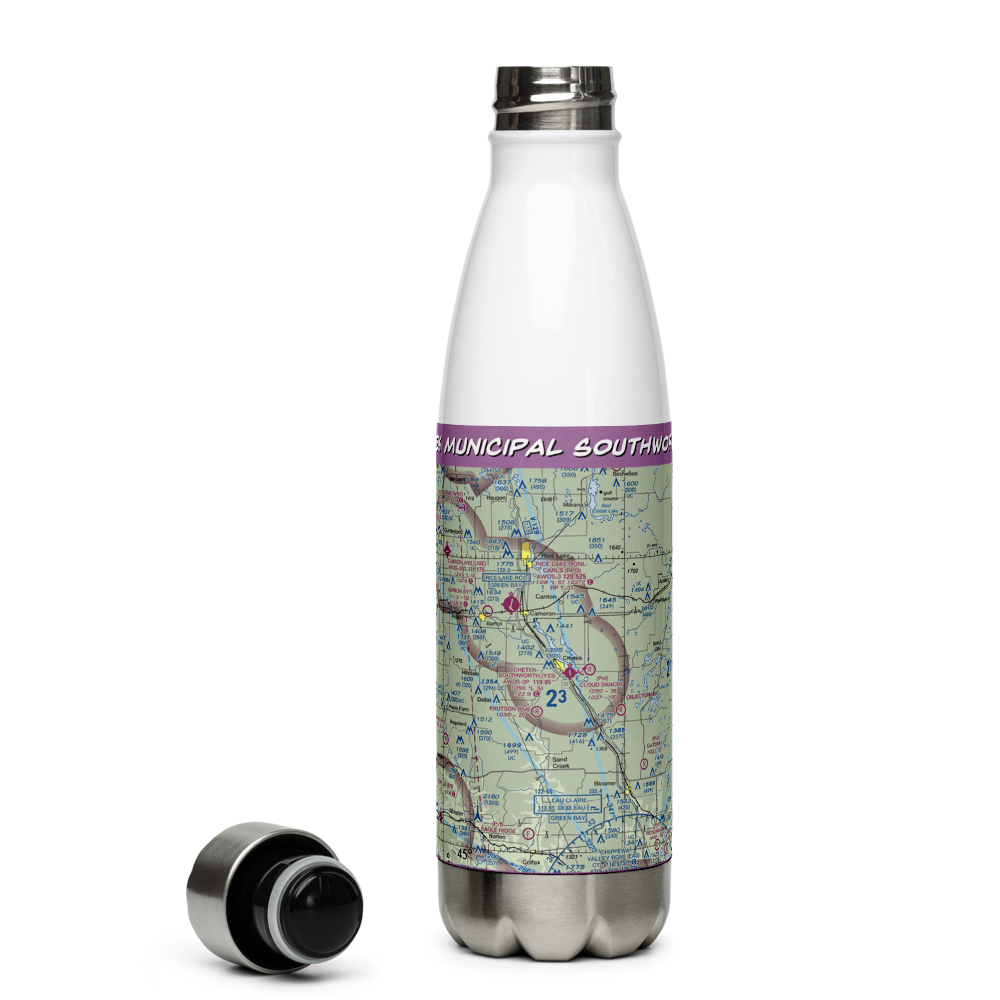 Chetek Municipal Southworth Airport (Y23) VFR Sectional Water Bottle 