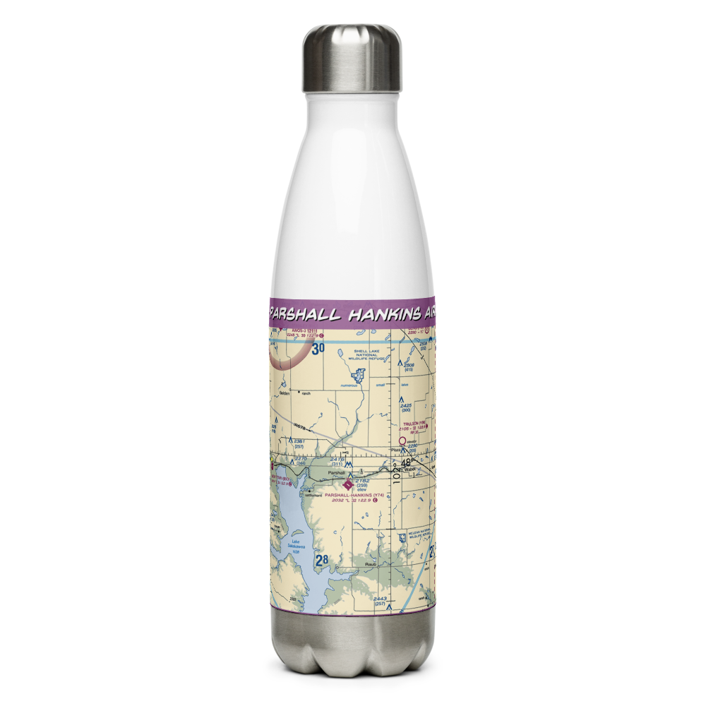 Parshall Hankins Airport (Y74) VFR Sectional Water Bottle 