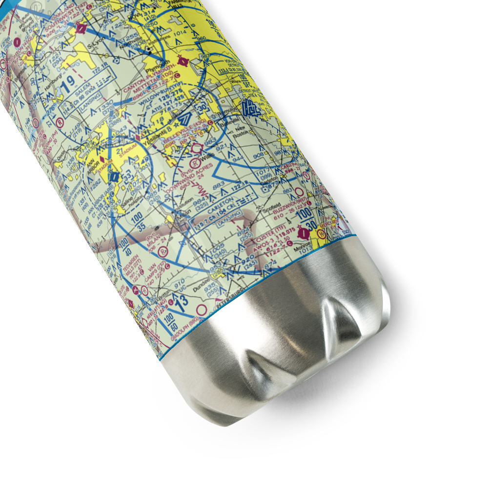 Willow Run Airport (YIP) VFR Sectional Water Bottle 