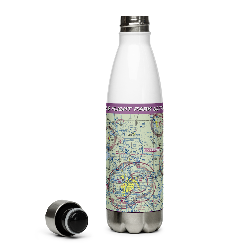 Pioneer Field Flight Park Ultralightport (LA17) VFR Sectional Water Bottle 