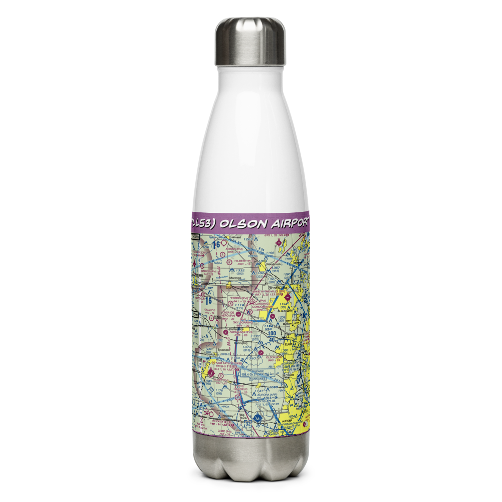 Olson Airport (LL53) VFR Sectional Water Bottle 
