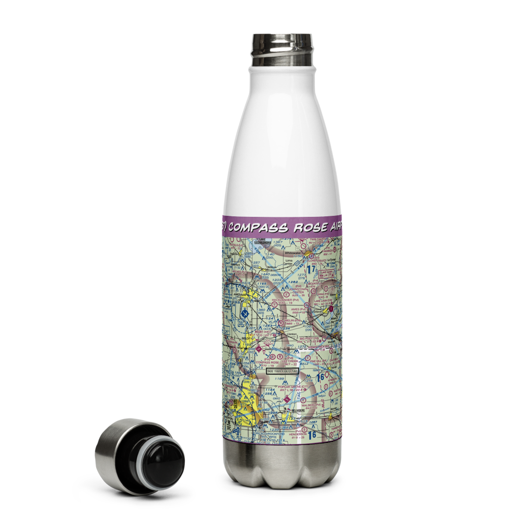 Compass Rose Airport (LL87) VFR Sectional Water Bottle 