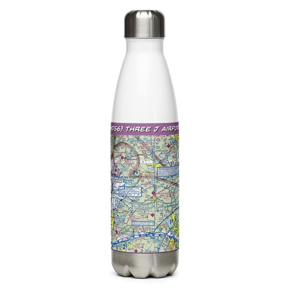 Three J Airport (MD56) VFR Sectional Water Bottle 