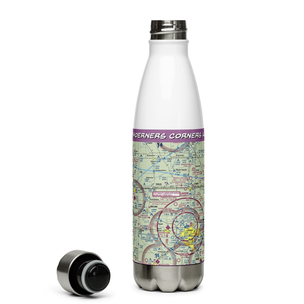 Hoerners Corners Airport (MI10) VFR Sectional Water Bottle 