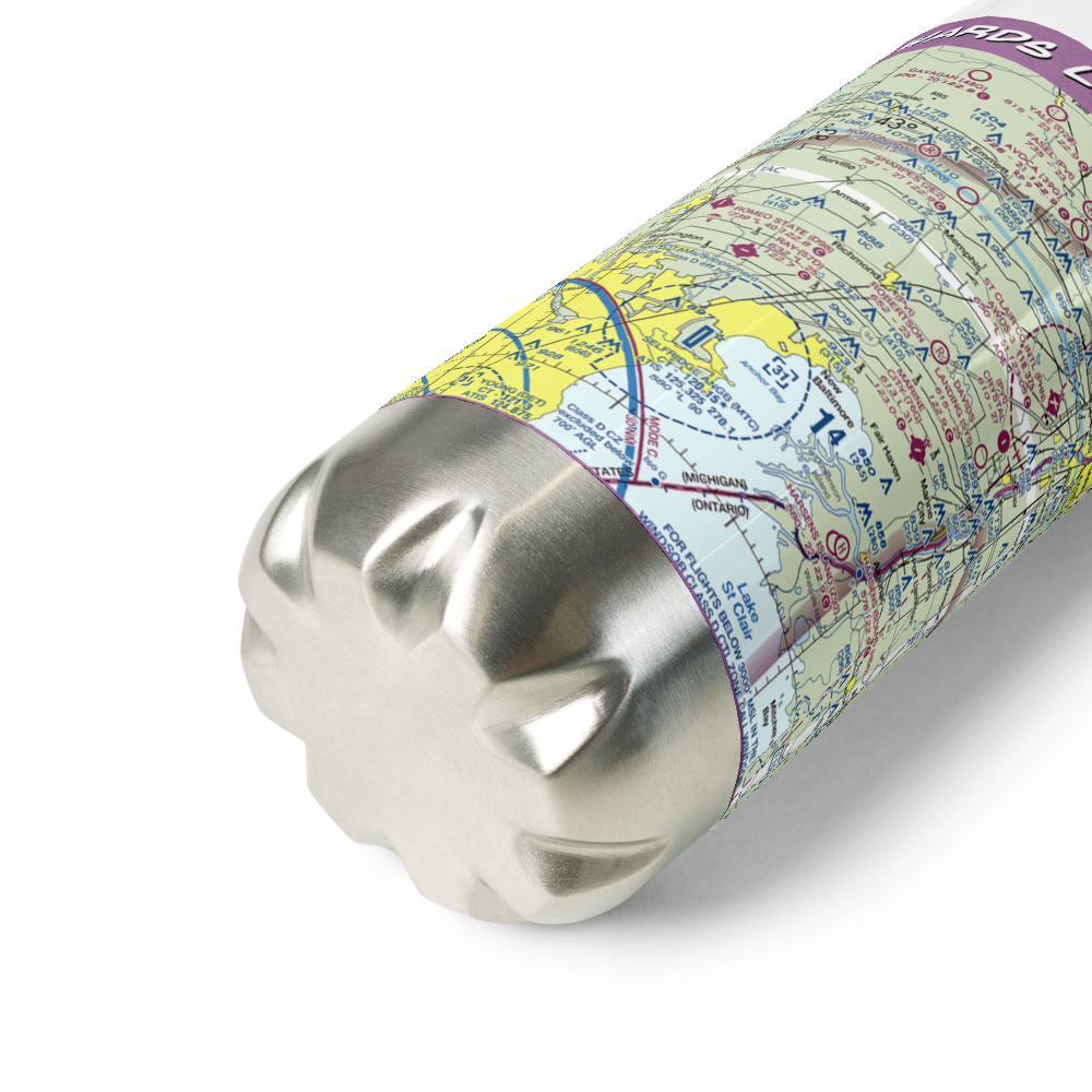Wards Long Acres Airport (MI15) VFR Sectional Water Bottle 