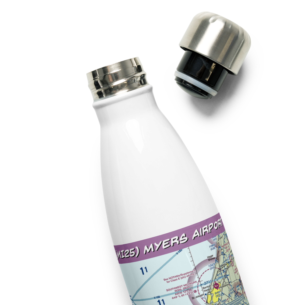 Myers Airport (MI25) VFR Sectional Water Bottle 