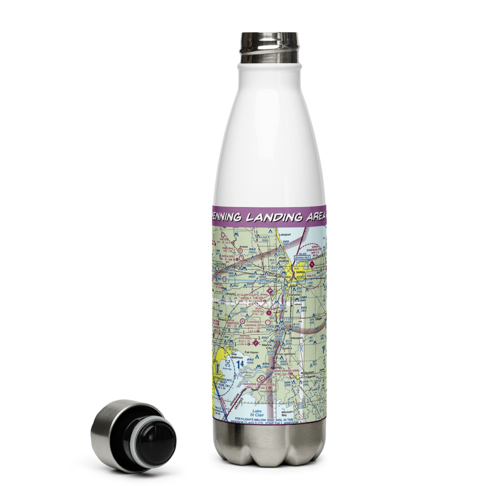 Wenning Landing Area Airport (MI37) VFR Sectional Water Bottle 
