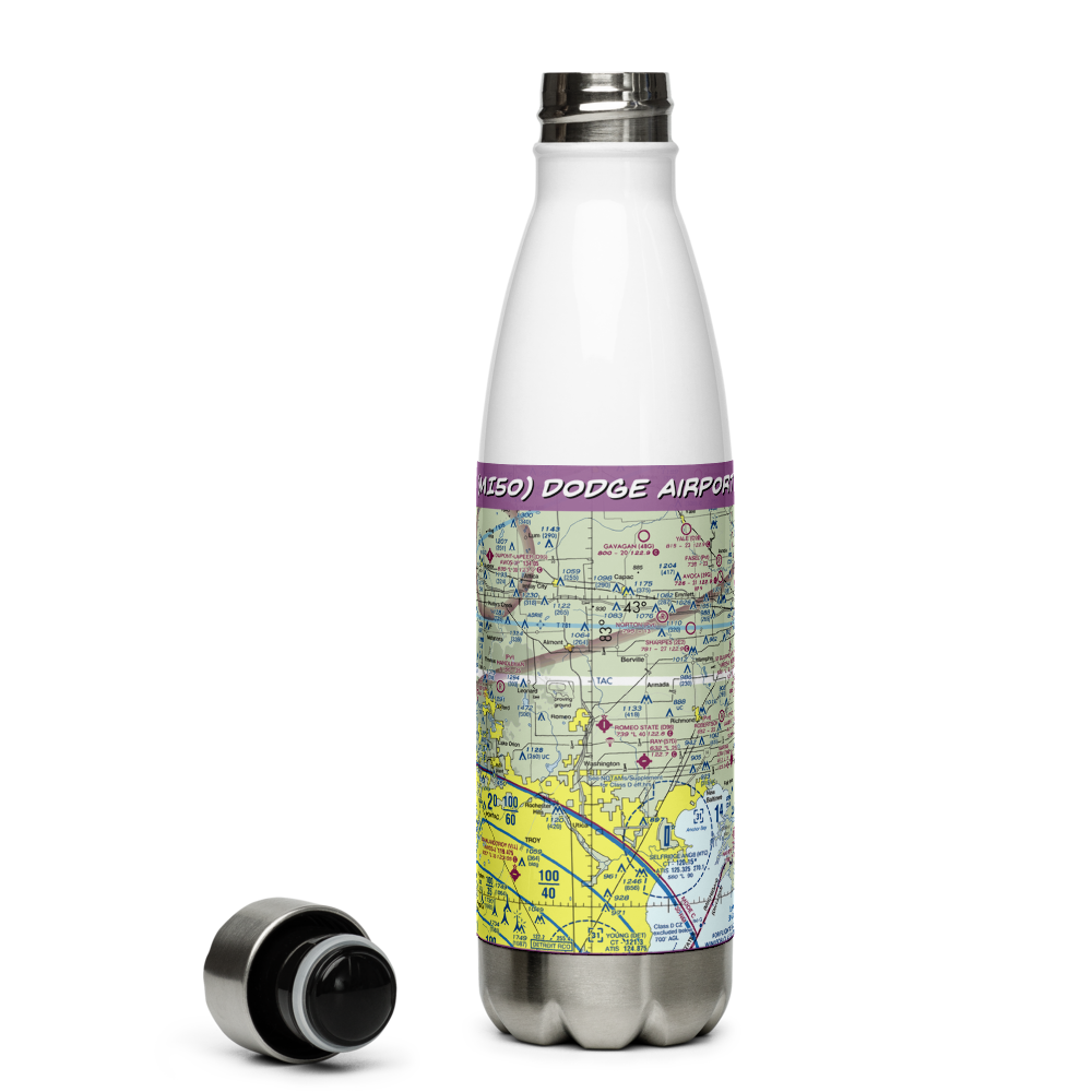 Dodge Airport (MI50) VFR Sectional Water Bottle 