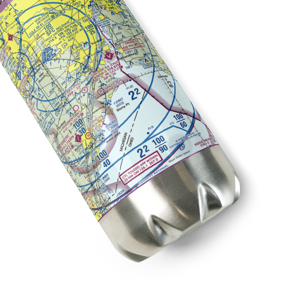 Mills Field (MI53) VFR Sectional Water Bottle 