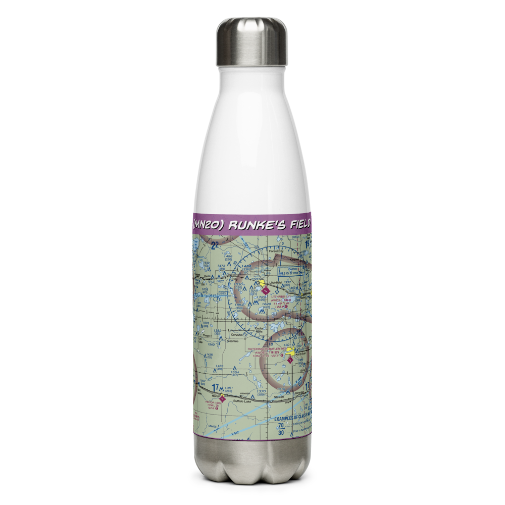 Runke's Field (MN20) VFR Sectional Water Bottle 