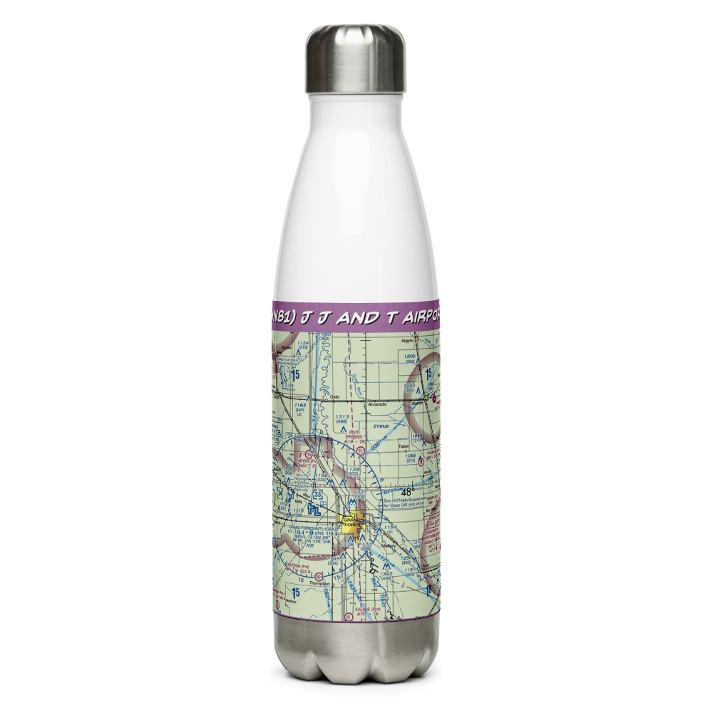 J J and T Airport (MN81) VFR Sectional Water Bottle 