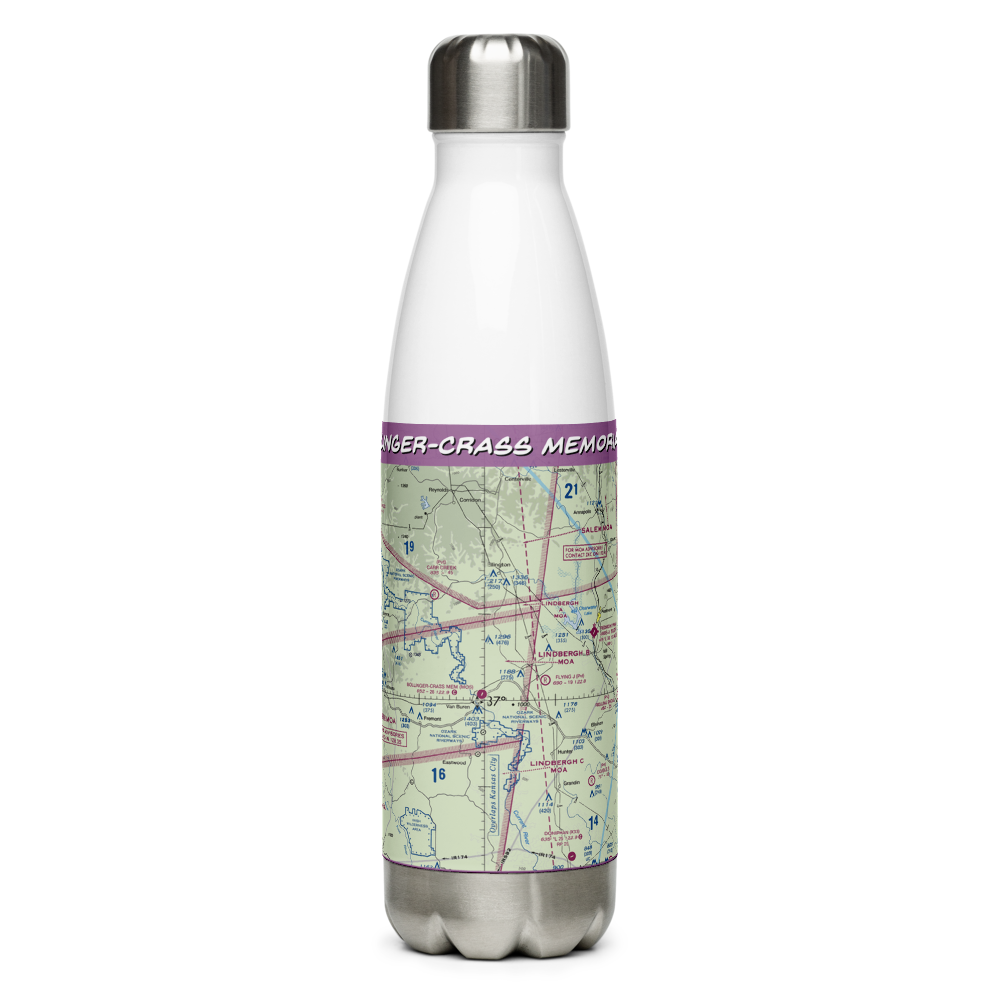 Bollinger-Crass Memorial Airport (MO5) VFR Sectional Water Bottle 