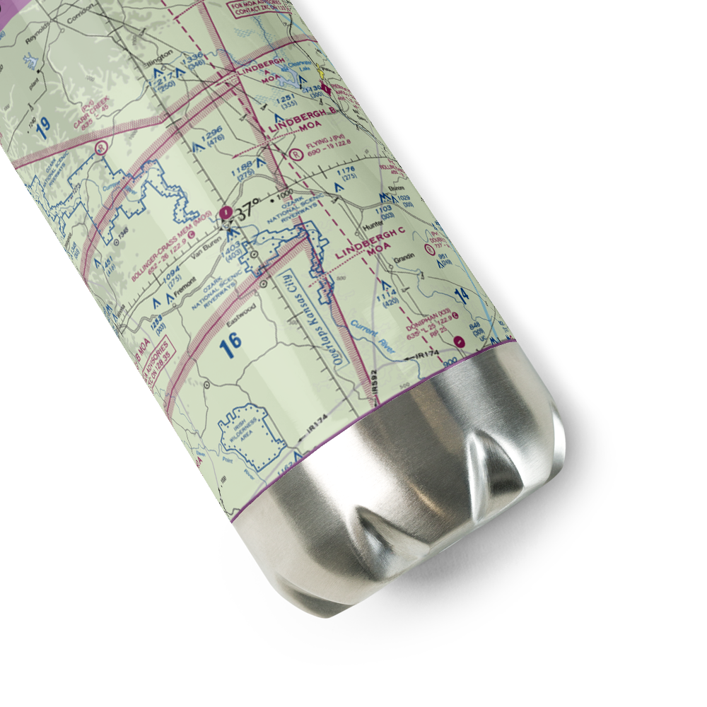 Bollinger-Crass Memorial Airport (MO5) VFR Sectional Water Bottle 