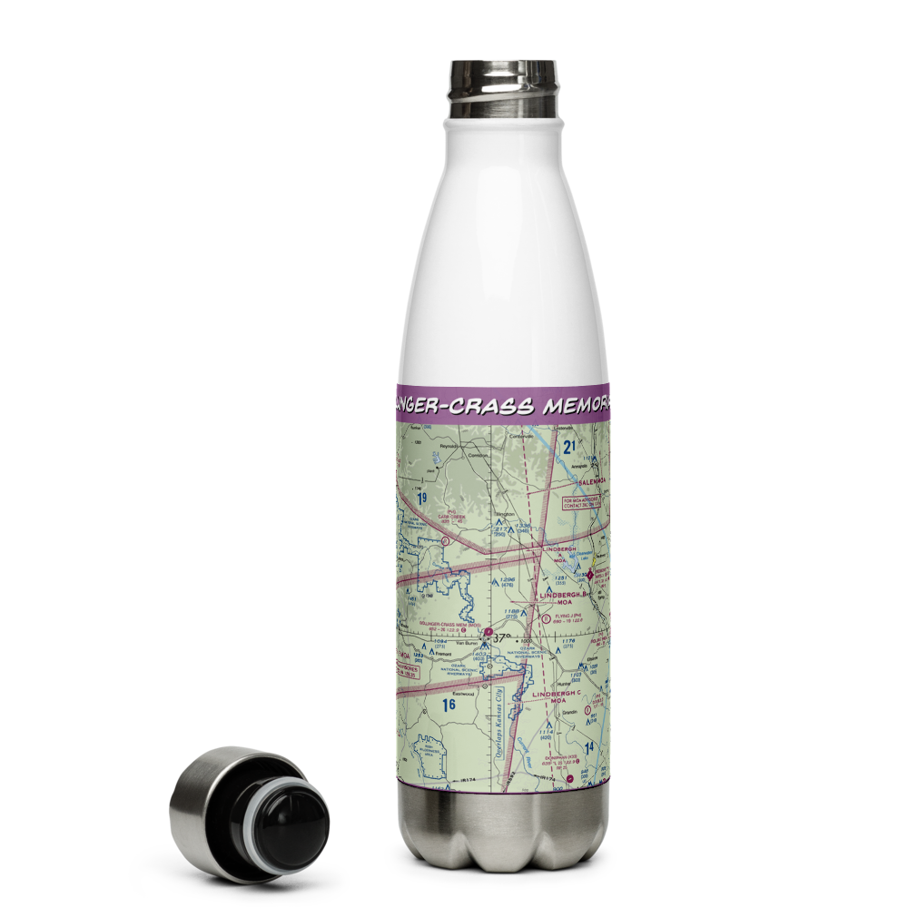 Bollinger-Crass Memorial Airport (MO5) VFR Sectional Water Bottle 