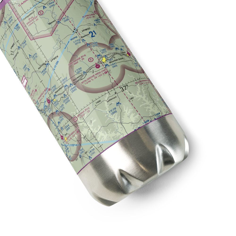 Oak Ridge Airpark (MO80) VFR Sectional Water Bottle 