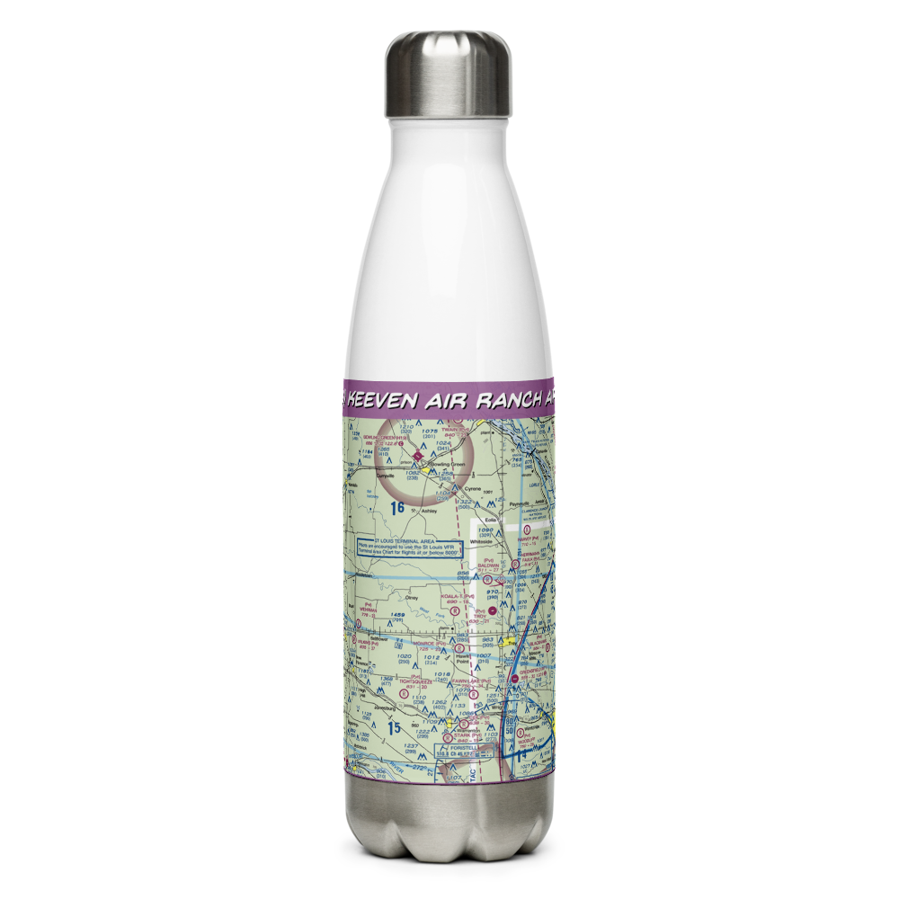 Keeven Air Ranch Airport (MO93) VFR Sectional Water Bottle 