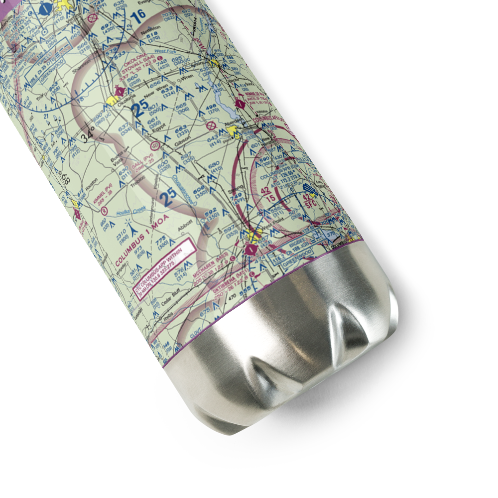 Leuth Flying Service Airport (MS52) VFR Sectional Water Bottle 