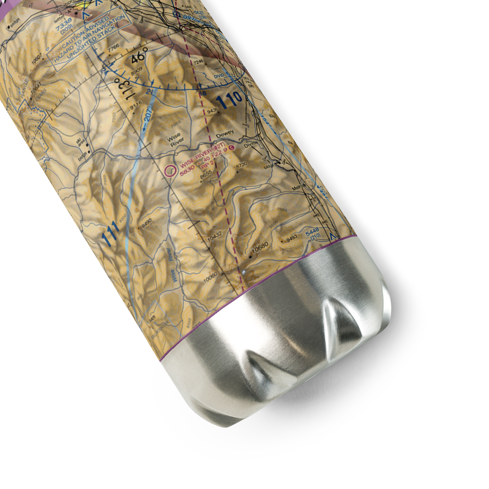 Jerry Creek Airport (MT14) VFR Sectional Water Bottle 