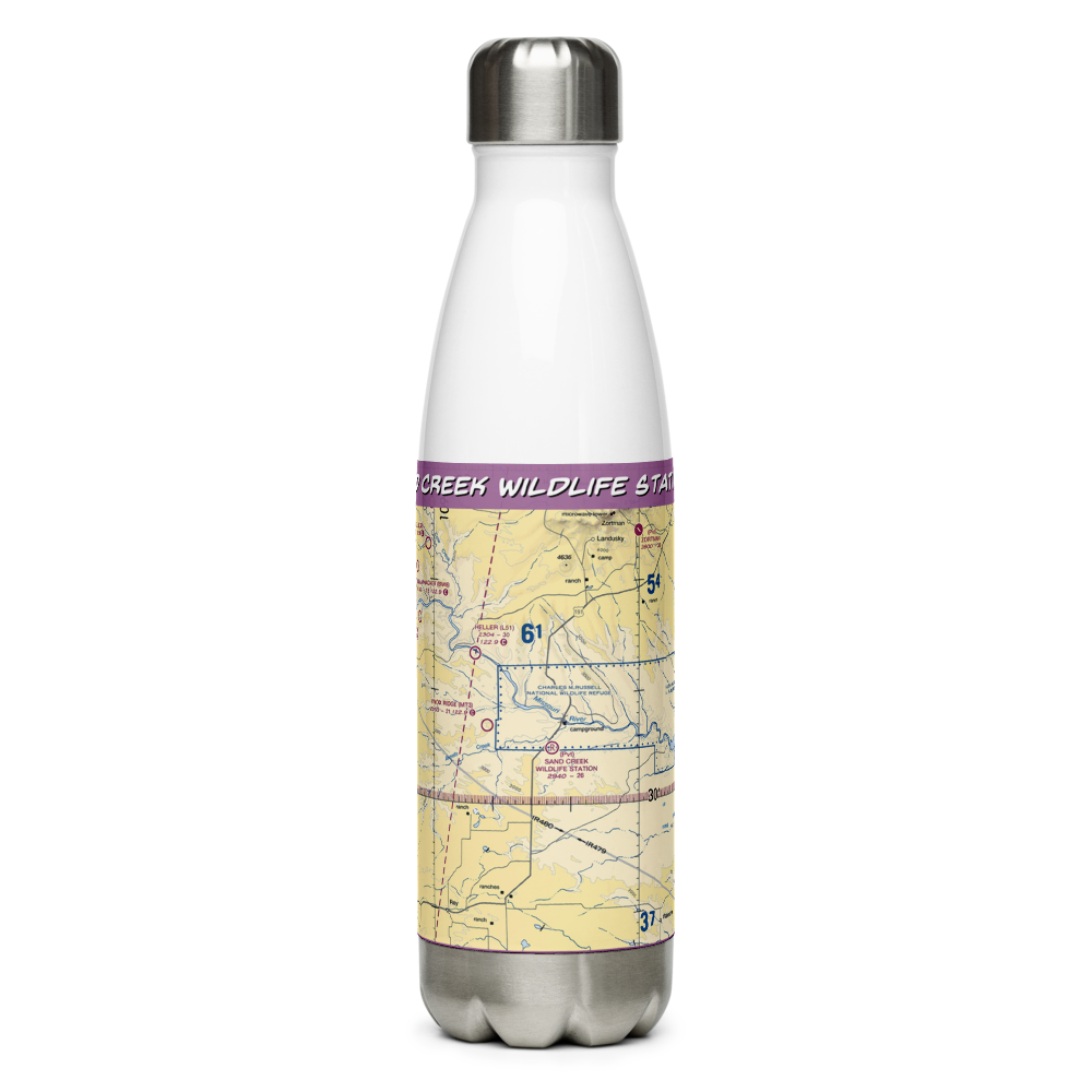 Sand Creek Wildlife Station Airport (MT79) VFR Sectional Water Bottle 